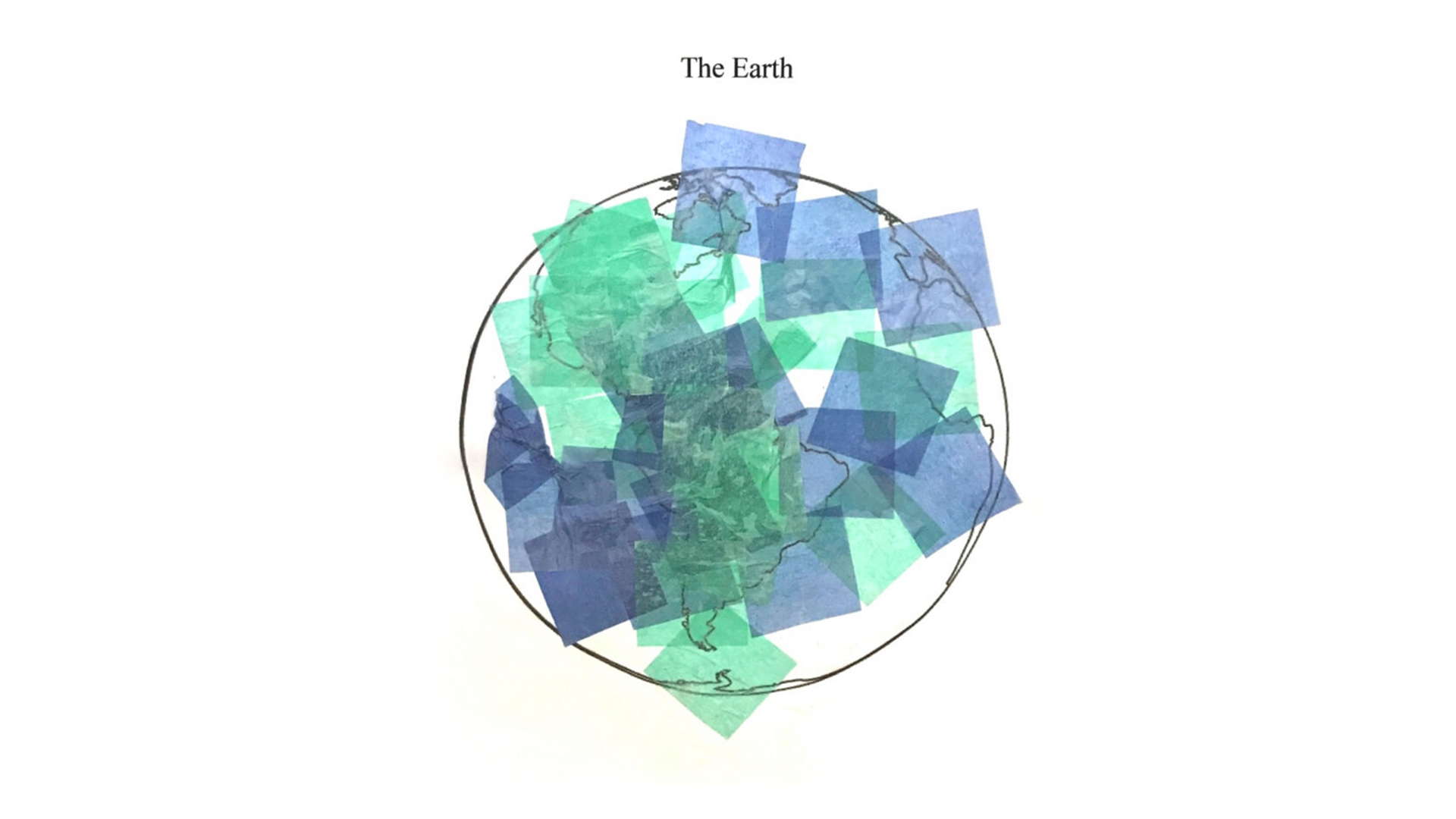 An artistic version of the Earth, using blue and green