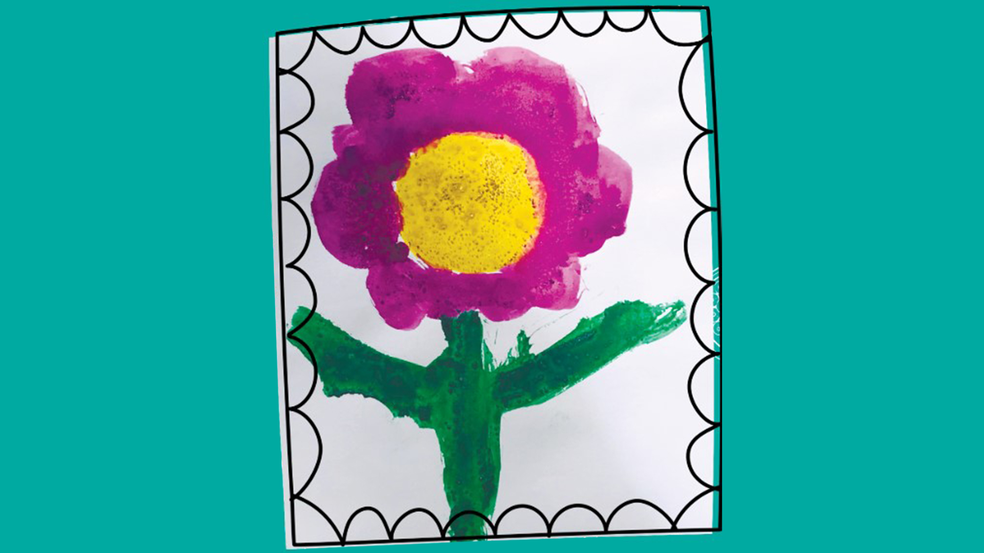 Autistic artwork of a purple and pink flower blooming